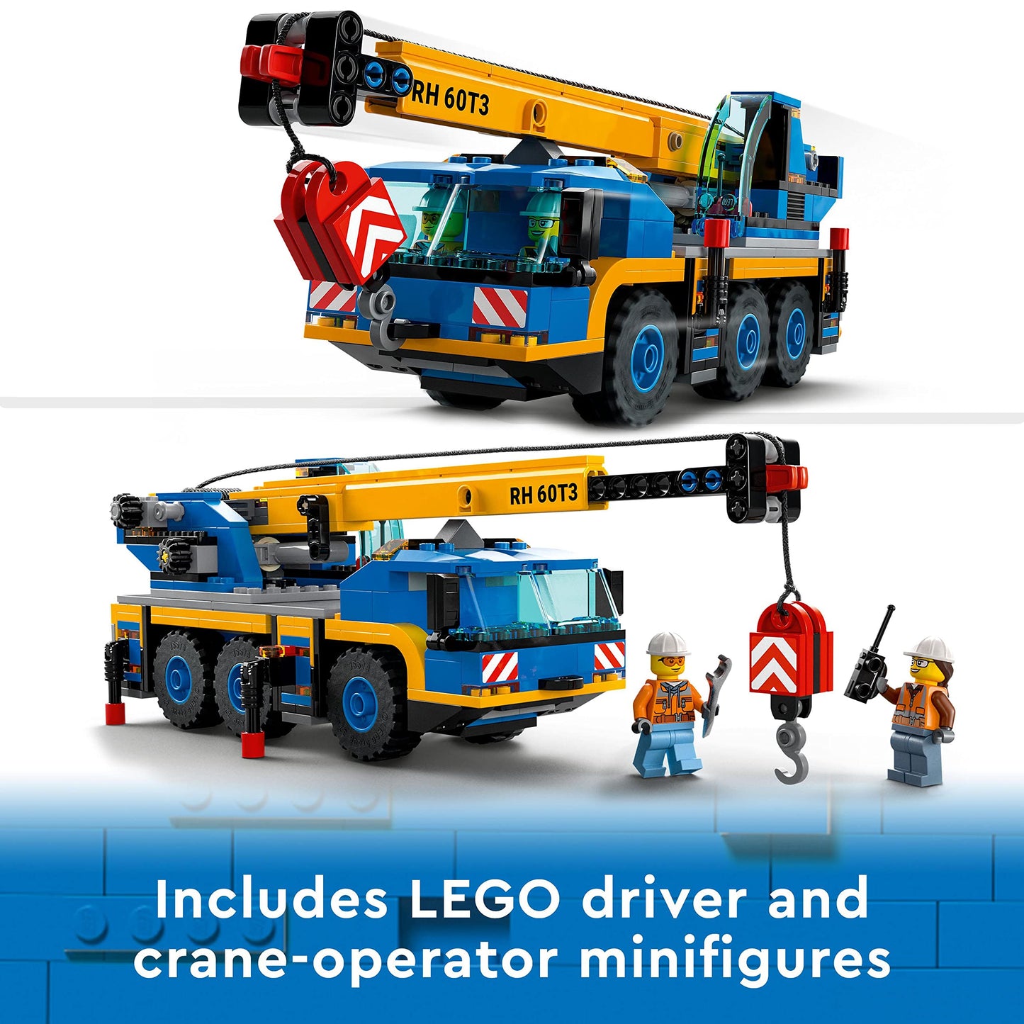 LEGO City 60324 Off-Road Crane: Buildable Crane Truck Toy for 7+ | Road Plate & Minifigs