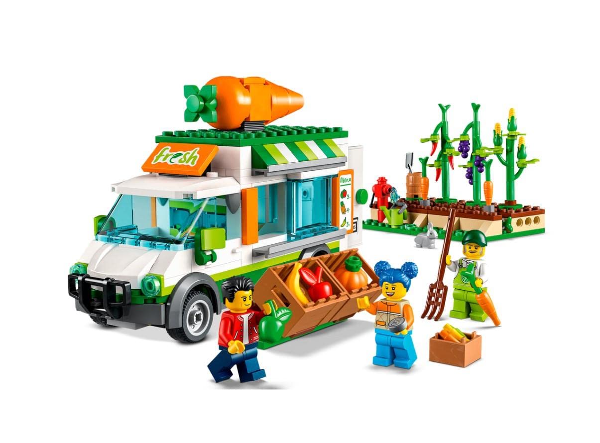 LEGO 60345 City Farmers Market Truck | Farm Toy with Food Stand & Minifigures