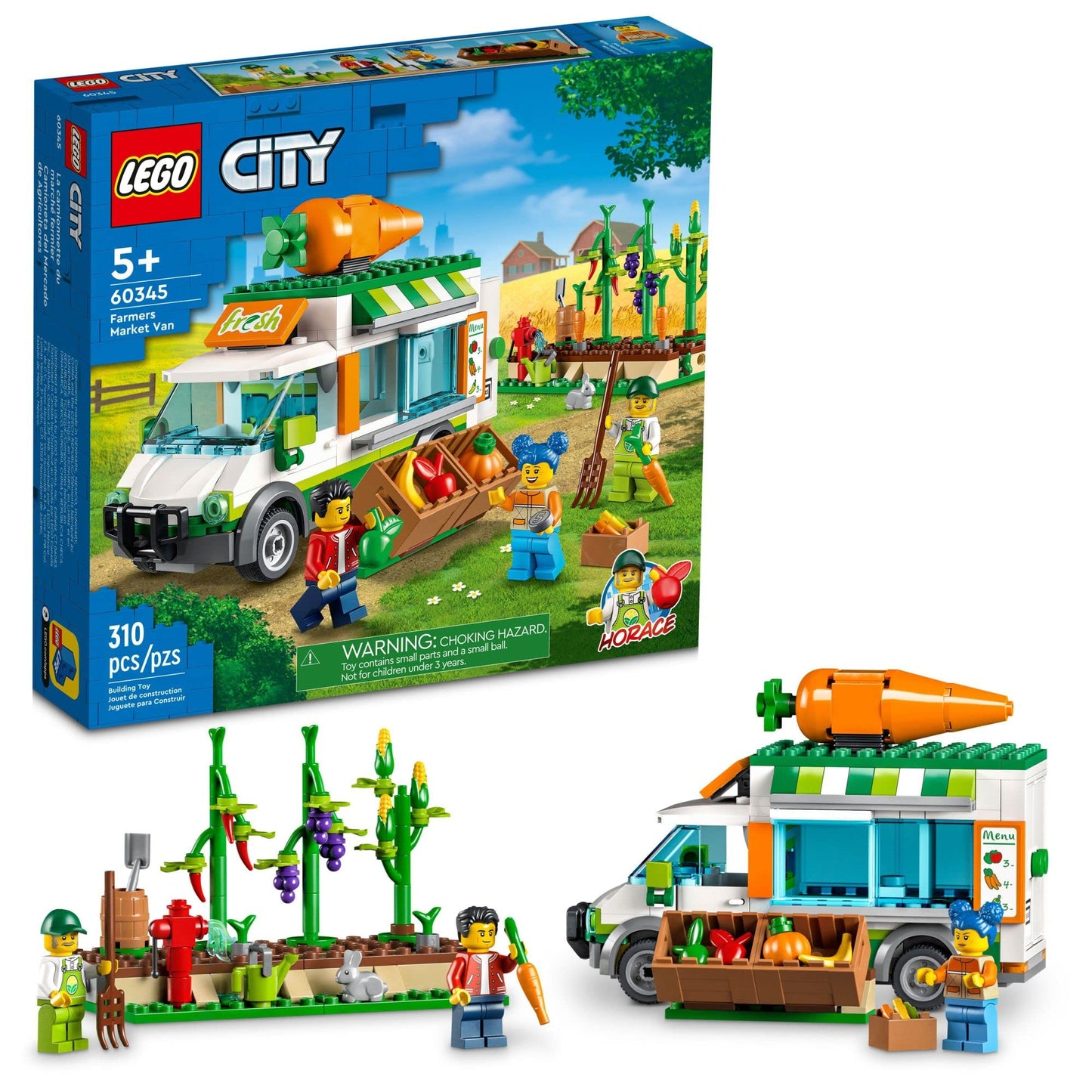 LEGO 60345 City Farmers Market Truck | Farm Toy with Food Stand & Minifigures
