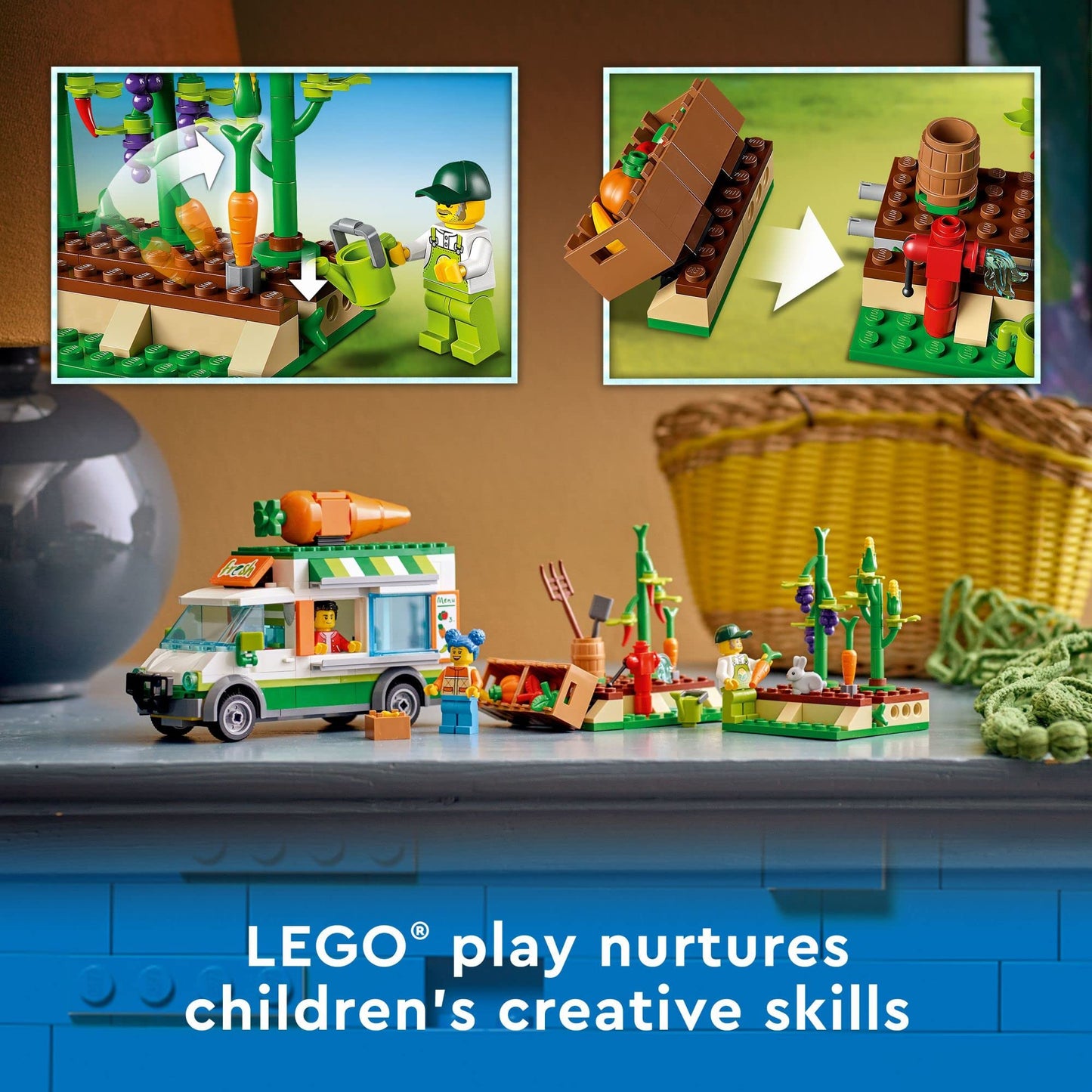 LEGO 60345 City Farmers Market Truck | Farm Toy with Food Stand & Minifigures