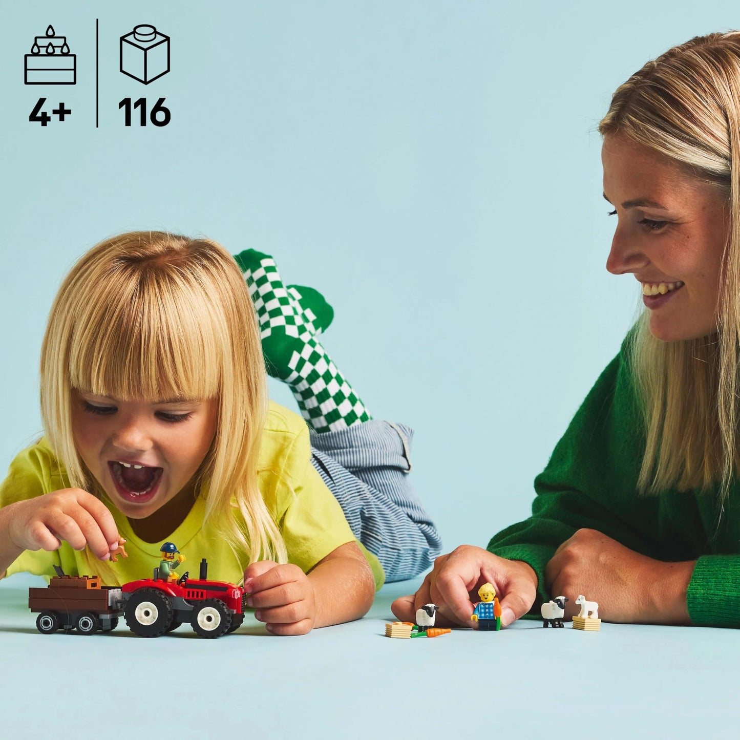 LEGO City 60461 Red Tractor and Sheep on the Ranch – Farm Play Set for Kids 4+
