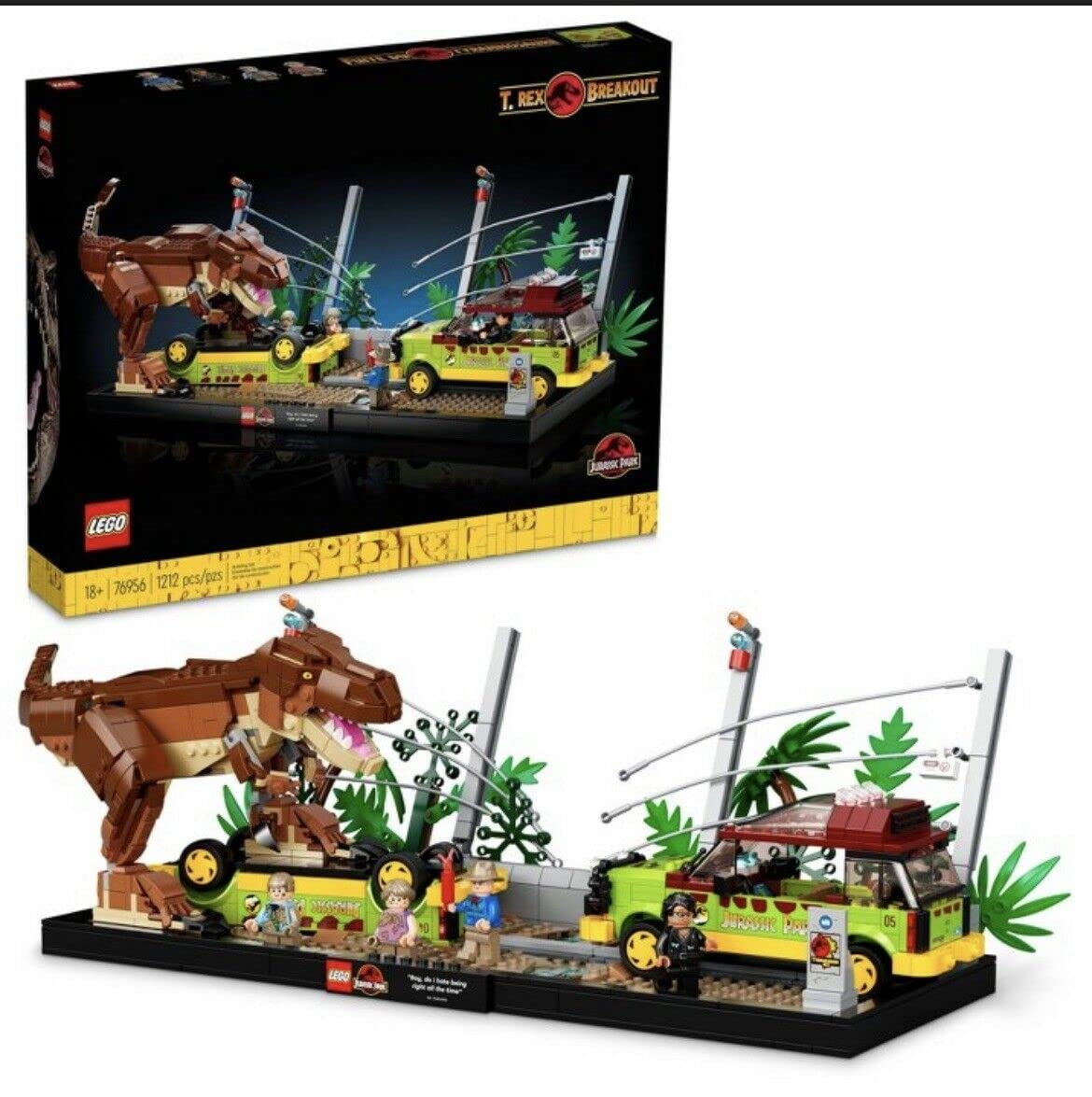 LEGO 76956 Jurassic Park T. rex Breakout - Collectible Building Kit for Adults