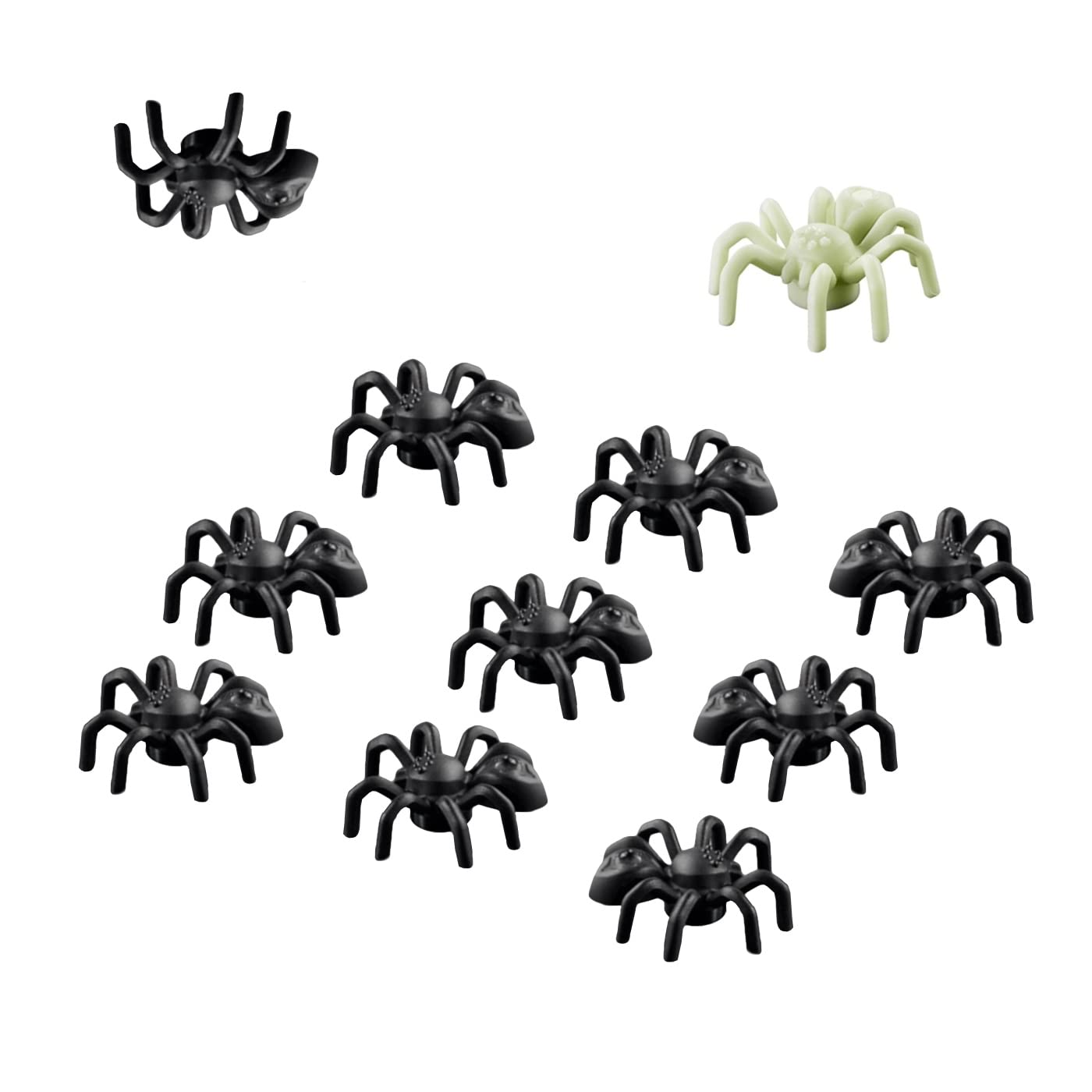 LEGO Animal Halloween Accessory: 10 Black Spiders + Glow-in-the-Dark Spider