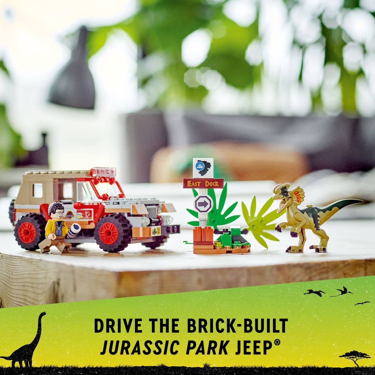 LEGO Jurassic Park Dilophosaurus Ambush 76958 – Buildable Jeep Toy for Jurassic Park 30th Anniversary (Ages 6+)
