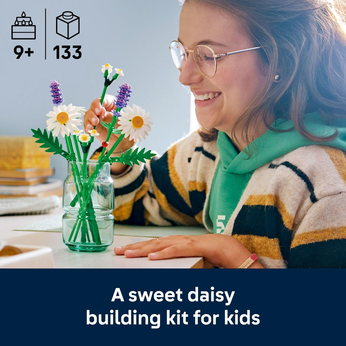 LEGO Botanicals Daisies 11508 – Building Toy Bouquet for Kids 9+ | Realistic Artificial Flowers Decor