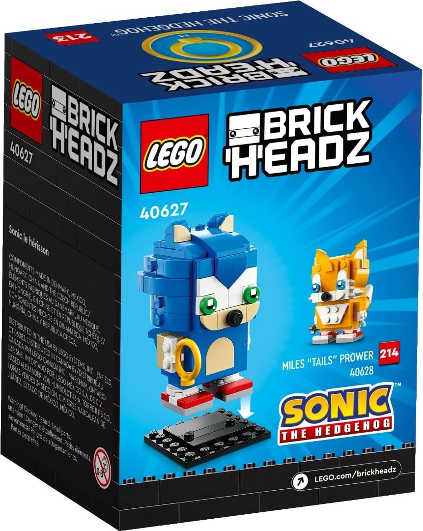 LEGO BrickHeadz 40627 Sonic the Hedgehog, Blue | Buildable Collectible