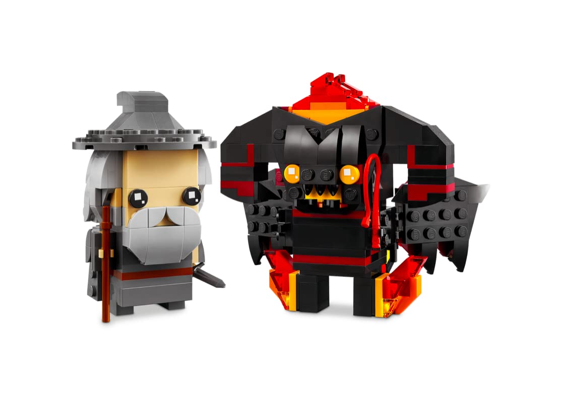 LEGO BrickHeadz Gandalf the Grey and Balrog (40631) Set – Buildable Lord of the Rings Figures
