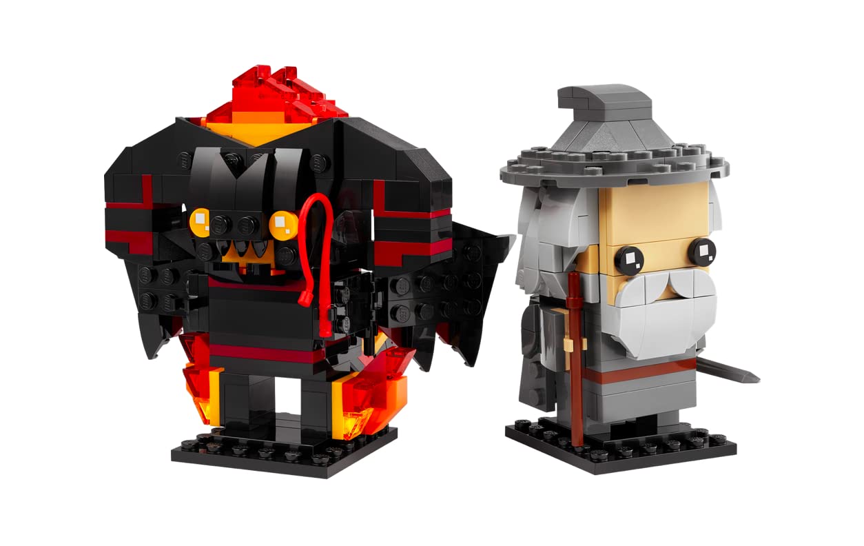 LEGO BrickHeadz Gandalf the Grey and Balrog (40631) Set – Buildable Lord of the Rings Figures