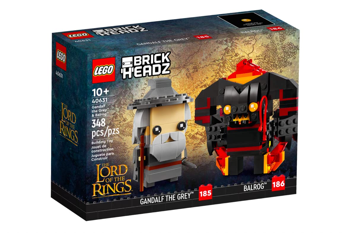 LEGO BrickHeadz Gandalf the Grey and Balrog (40631) Set – Buildable Lord of the Rings Figures