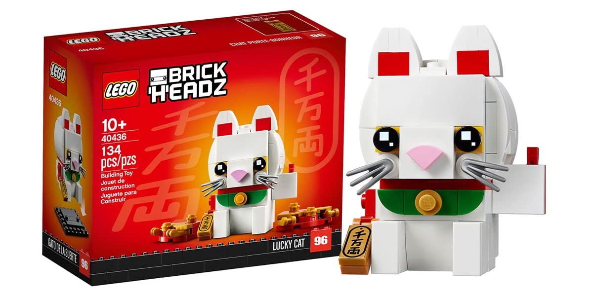 LEGO BrickHeadz Lucky Cat 40436 – 134-Piece Collectible with Movable Paw