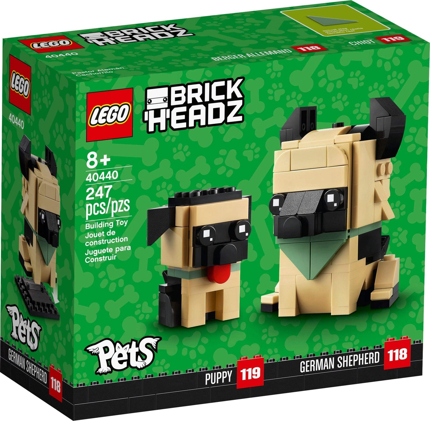 LEGO BrickHeadz Pets: German Shepherd & Puppy in Basket (40440) – Collectible Gift