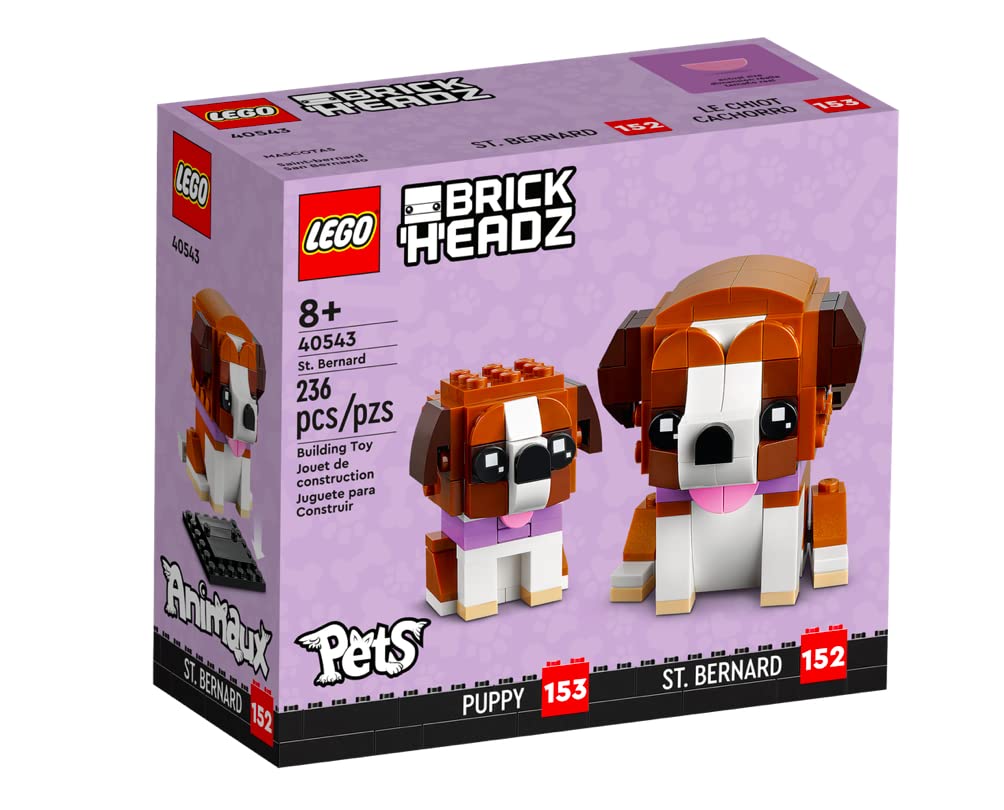 LEGO BrickHeadz Saint Bernard Dog & Puppy Set 40543 | Buildable Saint Bernard, 236 Pieces