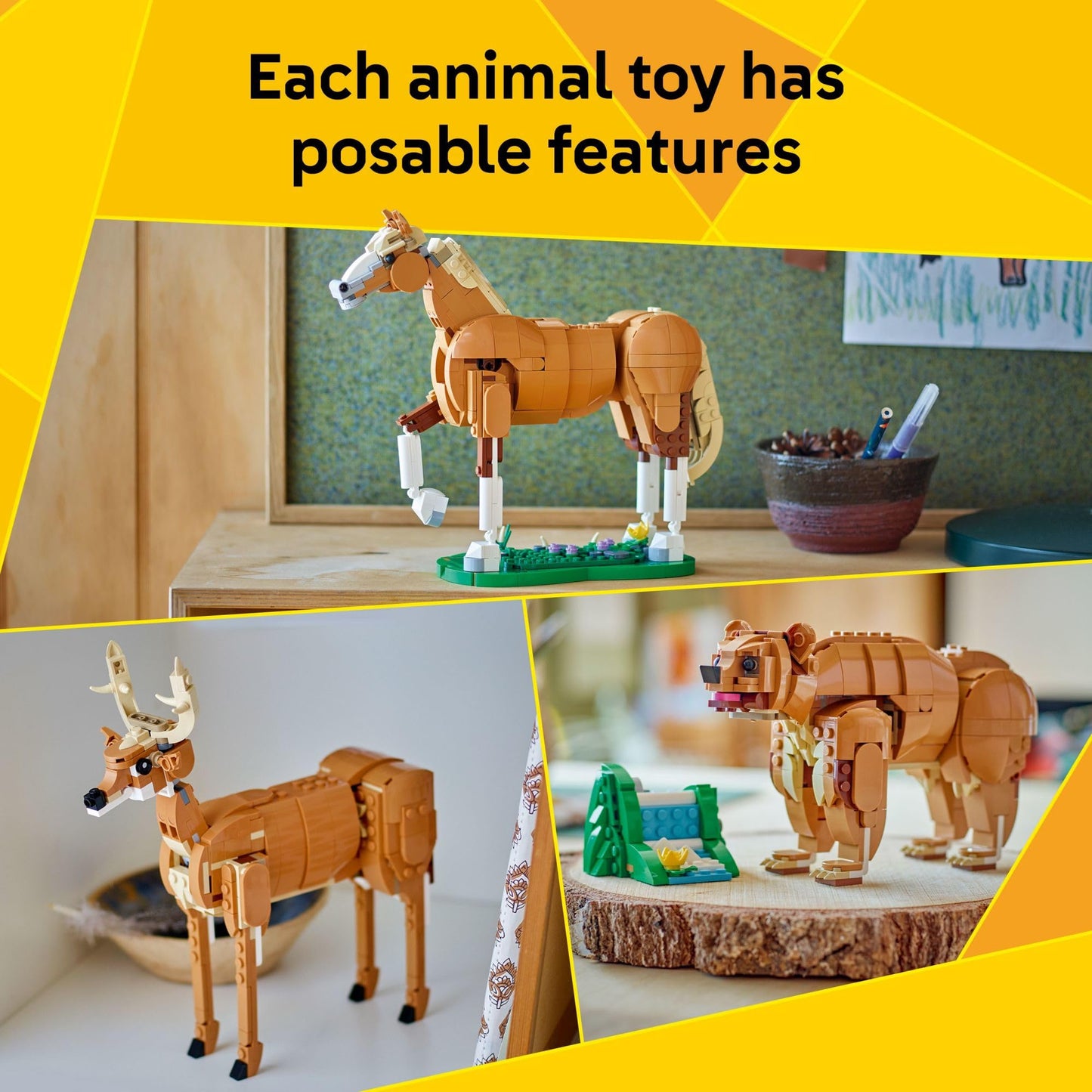 LEGO Creator 3-in-1 Beautiful Horse (31166) – 3 Animals in 1 Building Toy for Kids 9+