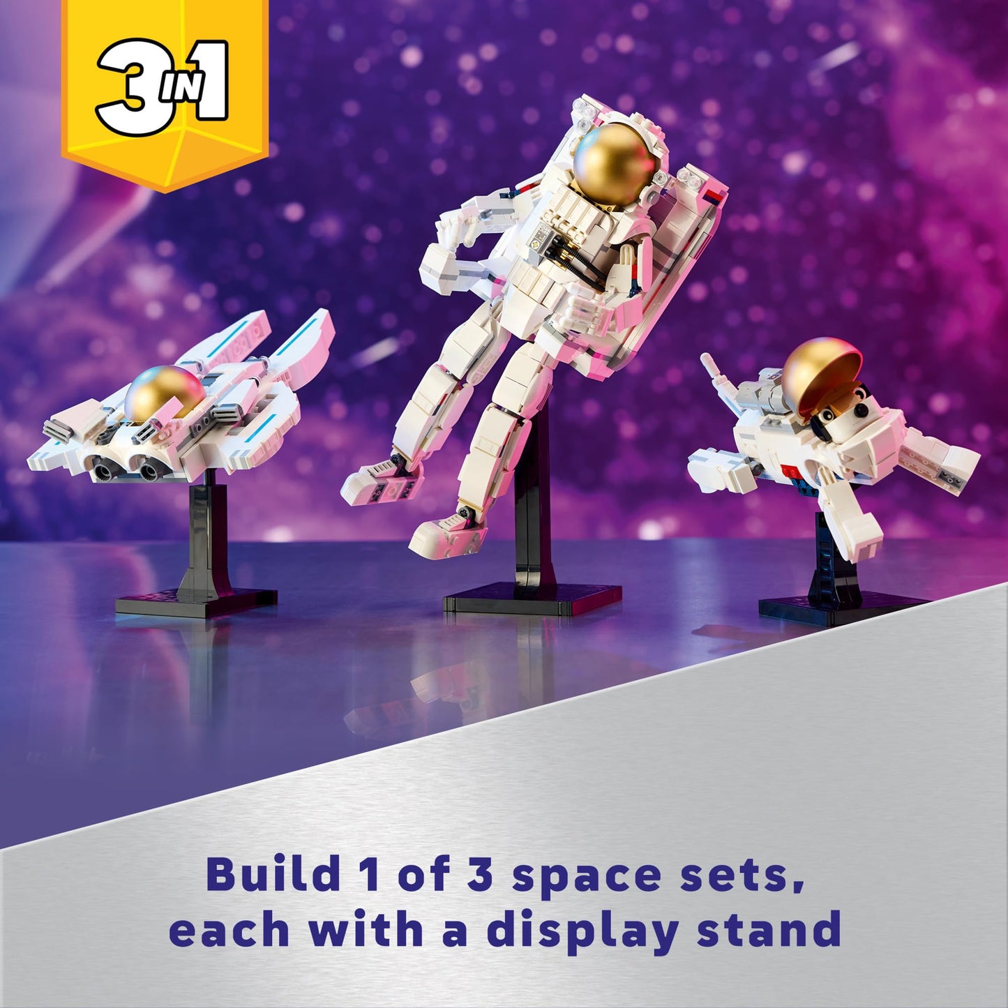 LEGO Creator 3-in-1 Space Astronaut Toy 31152 – Astronaut, Dog & Jet Set for Kids 9+