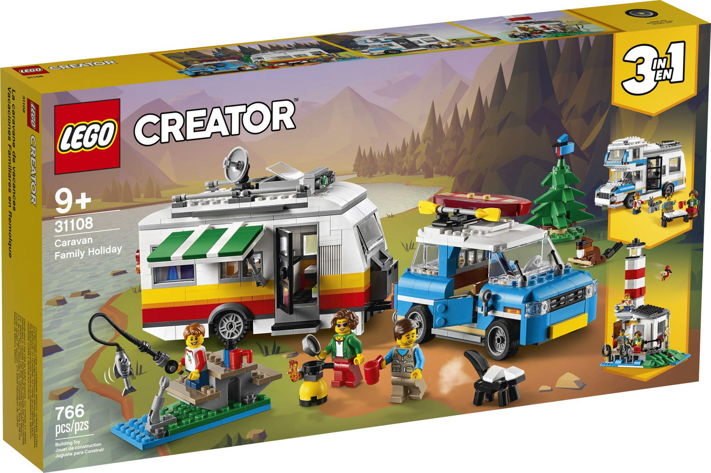 LEGO Creator 3in1 Caravan Family Holiday 31108 – 766-Piece Camping Adventure Build