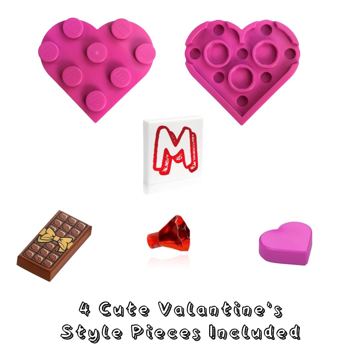 LEGO Valentine’s Day Combo Pack: Series 27 Cupid Minifigure, Chocolate Bar, Red Jewel & Minifigureland Tile
