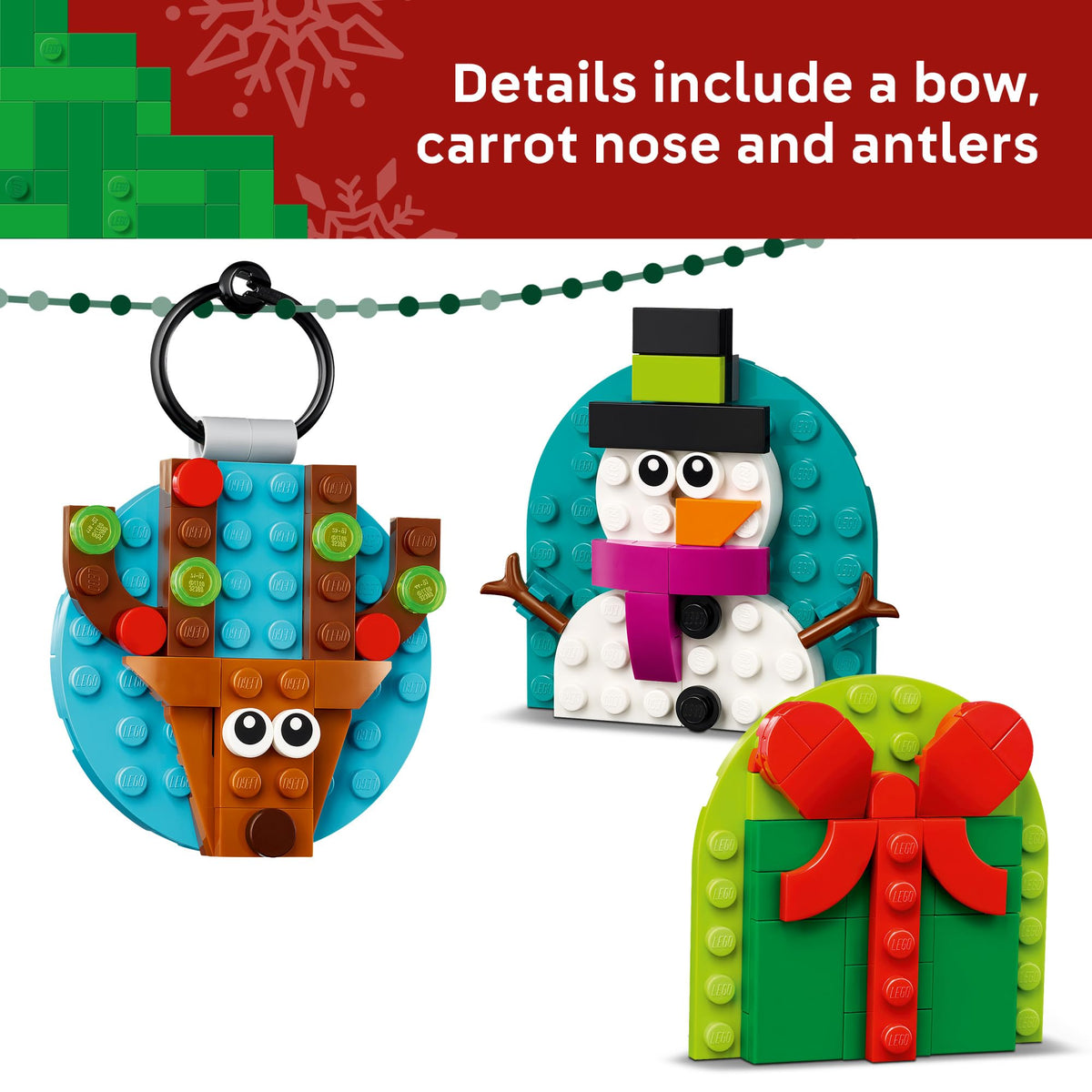 LEGO Christmas Ornament Selection (40744) – Build 4 Festive Ornaments for Tree Decor | Ages 6+