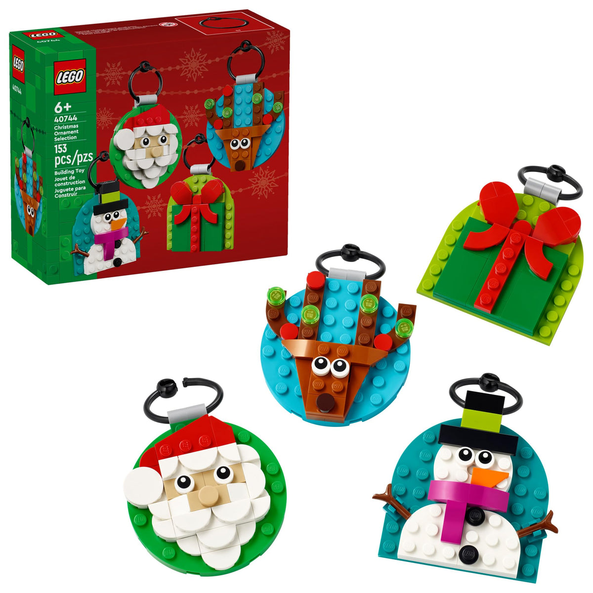 LEGO Christmas Ornament Selection (40744) – Build 4 Festive Ornaments for Tree Decor | Ages 6+
