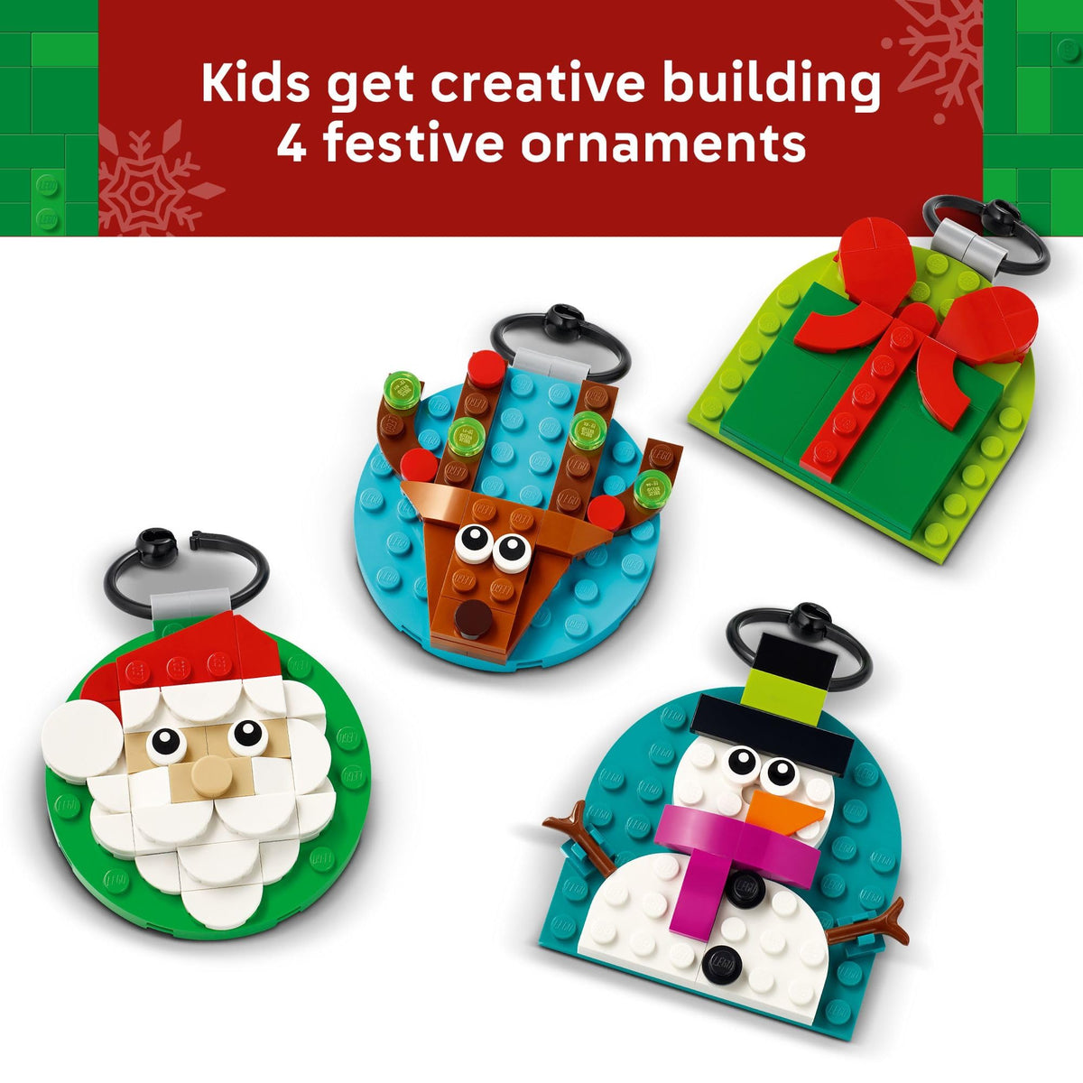 LEGO Christmas Ornament Selection (40744) – Build 4 Festive Ornaments for Tree Decor | Ages 6+