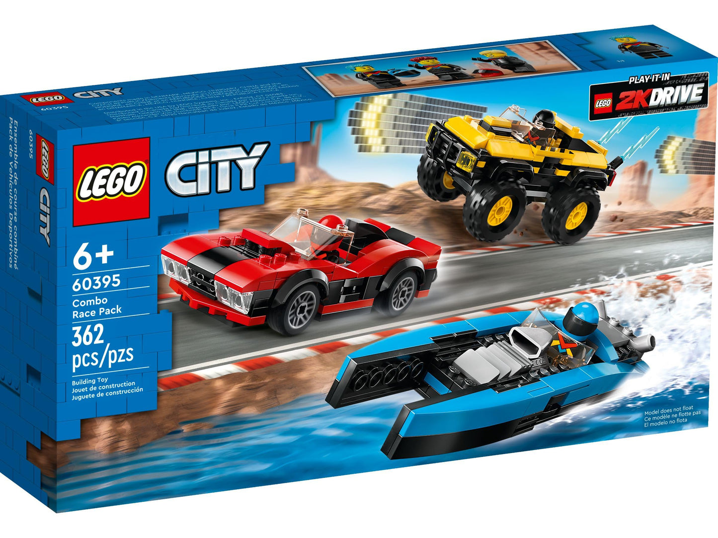 LEGO City 60395 2KDRIVE Triple Vehicle Race Pack – 3 Buildable Racers