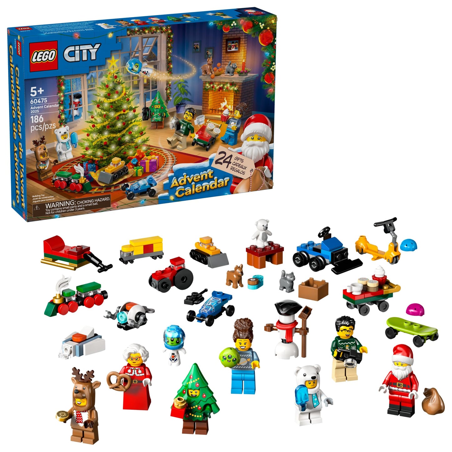 LEGO City Advent Calendar 2025 – 24 Surprises with Santa & Mrs. Claus | Holiday Countdown Toy for Kids 5+
