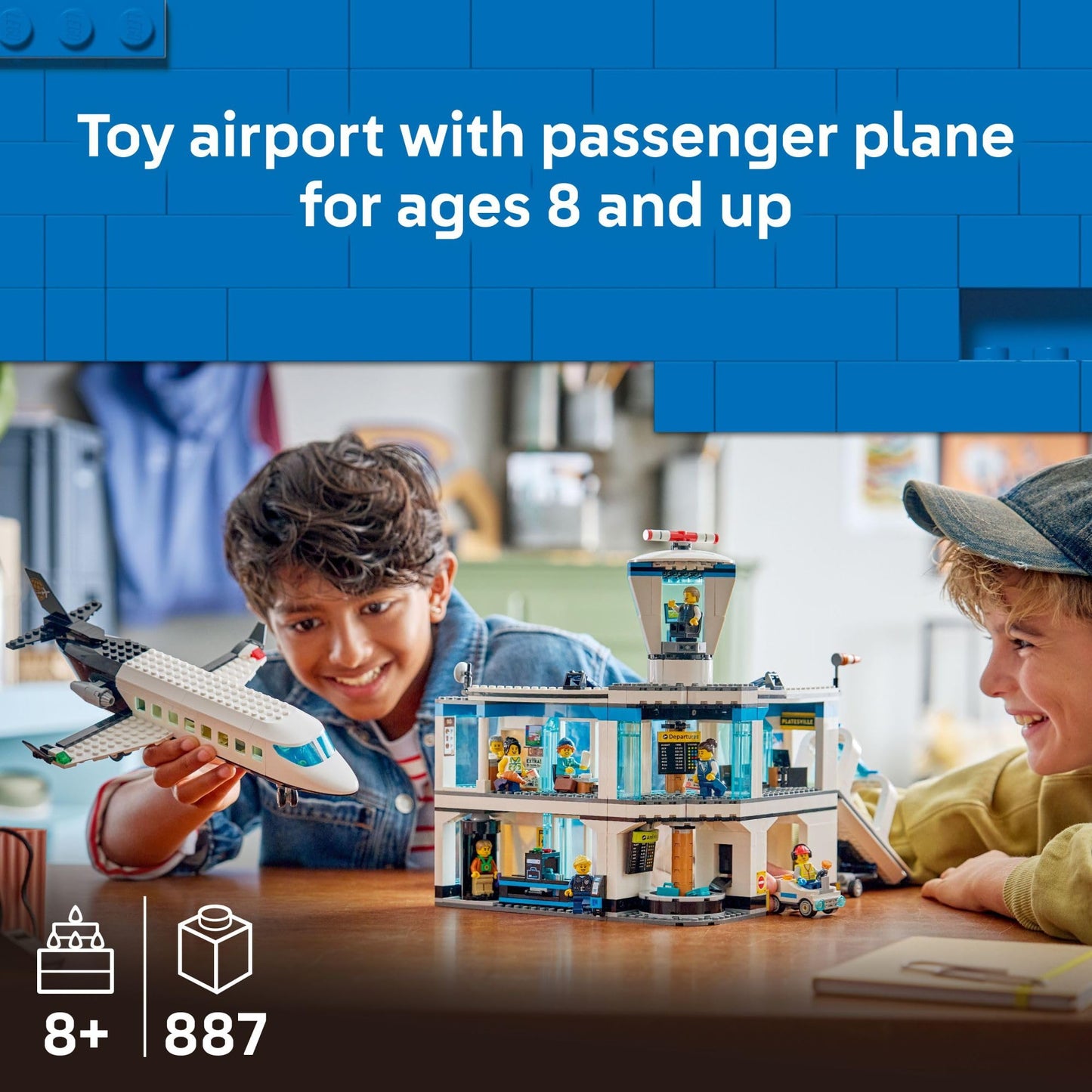 LEGO City Airport with Airplane (60502) – Building Toy for Kids 8+ with 9 Minifigures