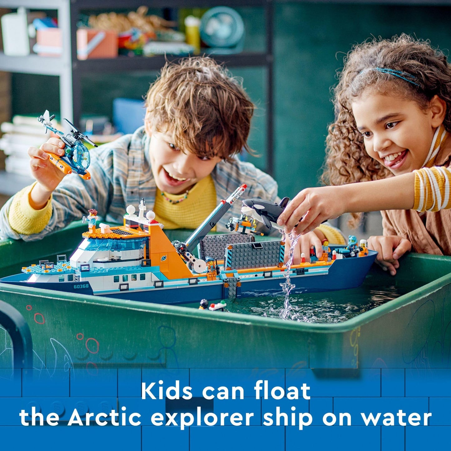 LEGO City Arctic Explorer Ship 60368 | 815-Piece Ocean Adventure Set with Helicopter, ROV Sub & Viking Shipwreck
