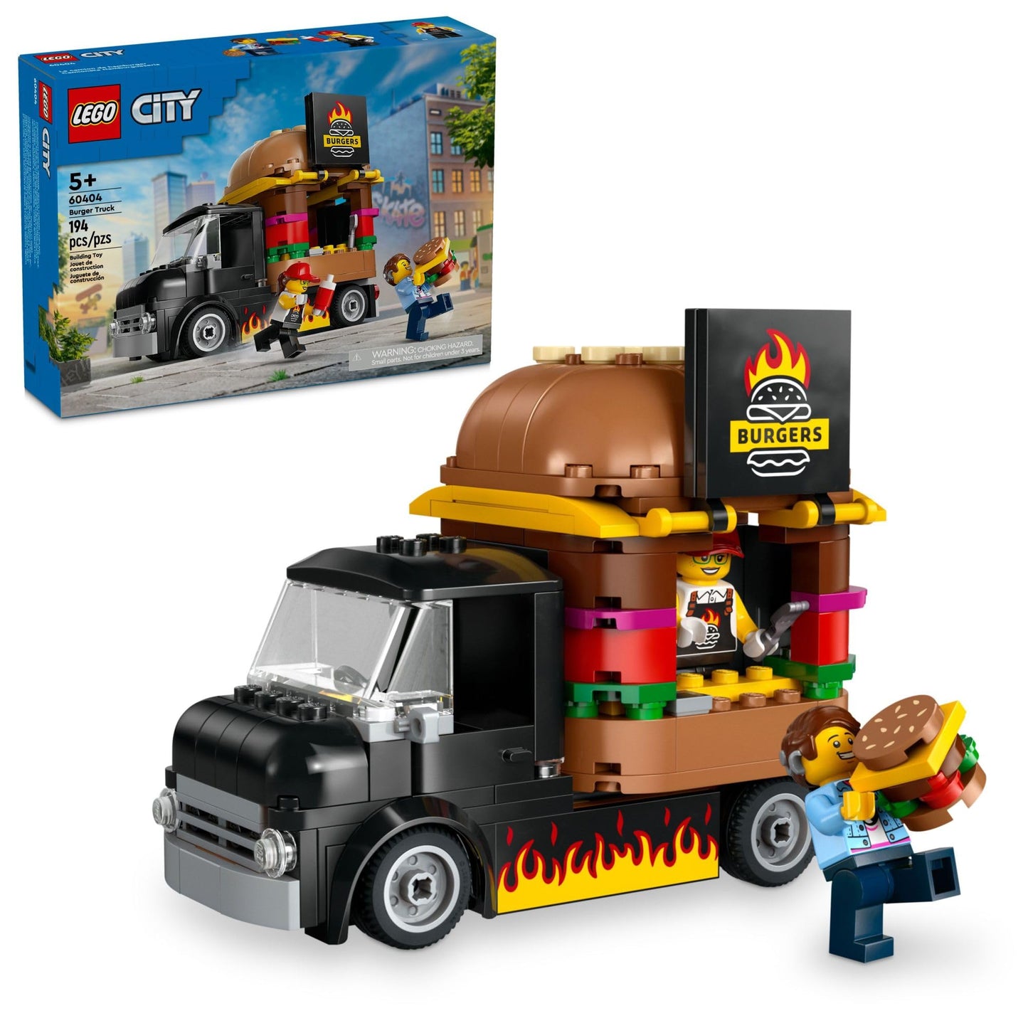 LEGO City Burger Truck 60404 | Imaginative Food Van Playset for Kids 5+