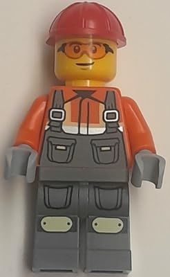 LEGO City Construction Worker Minifigure with Buzzsaw Vehicle - Authentic LEGO Figure
