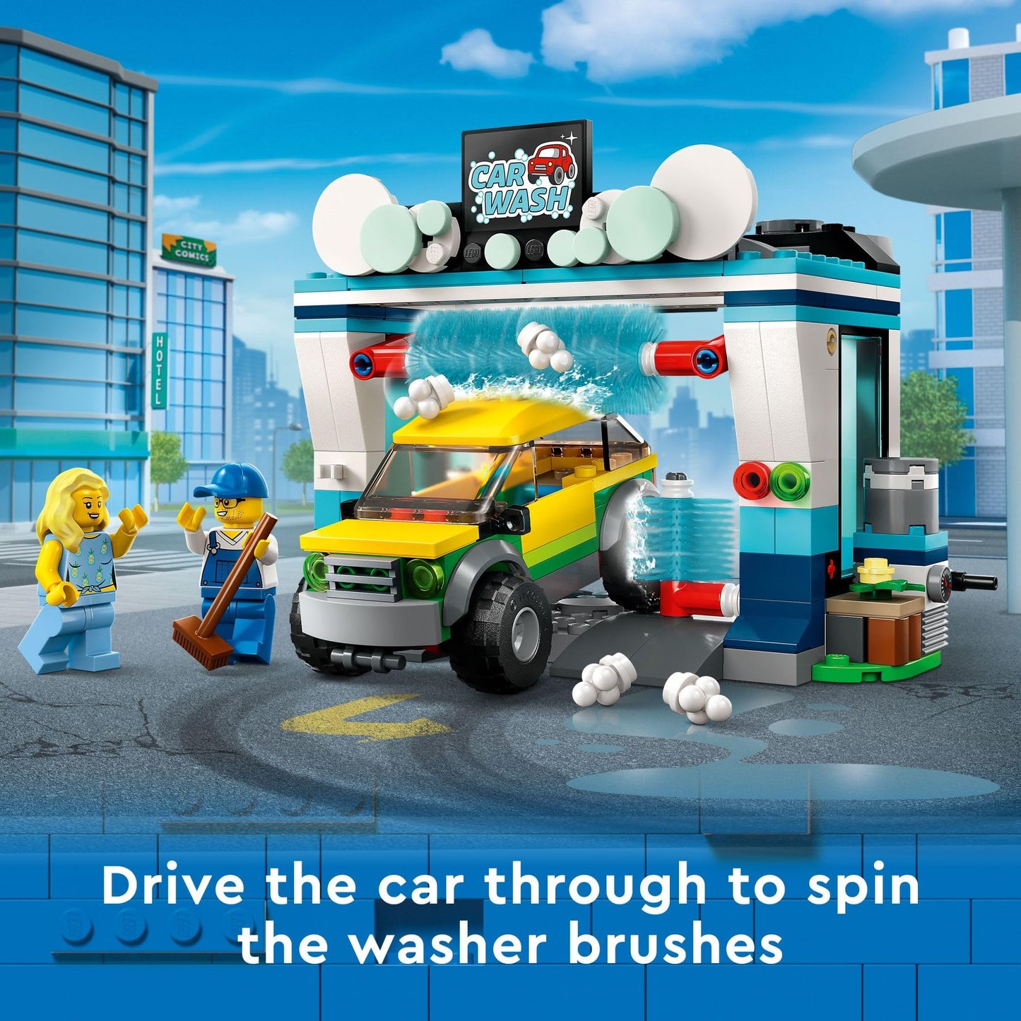 LEGO City Car Wash 60362 Building Toy Set – 243 Pieces, 2 Minifigs, Spinnable Brushes