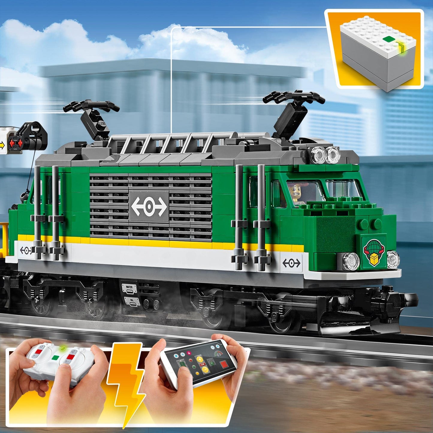 LEGO City Cargo Train | Motorized Engine, Remote Control & Cargo Wagons