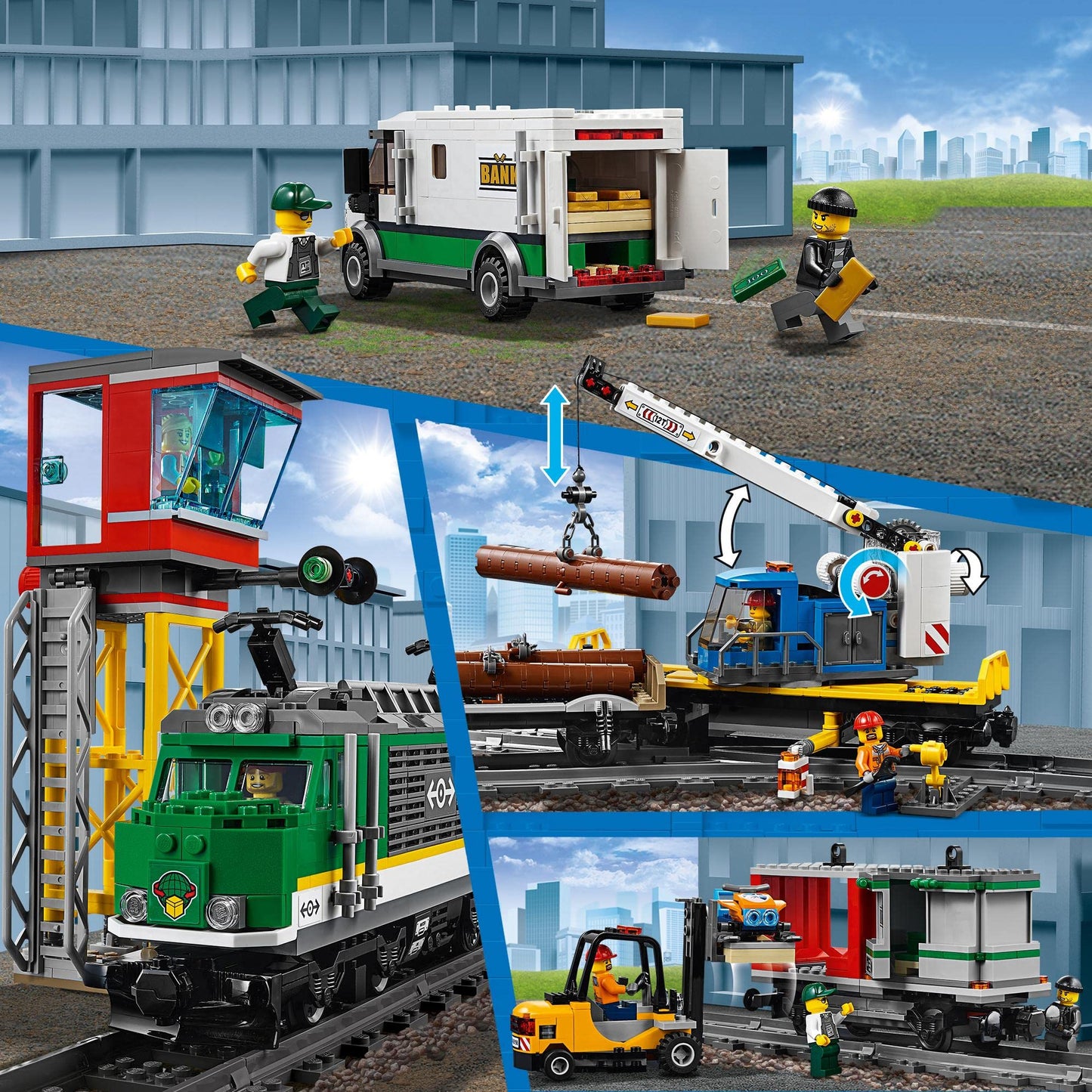 LEGO City Cargo Train | Motorized Engine, Remote Control & Cargo Wagons