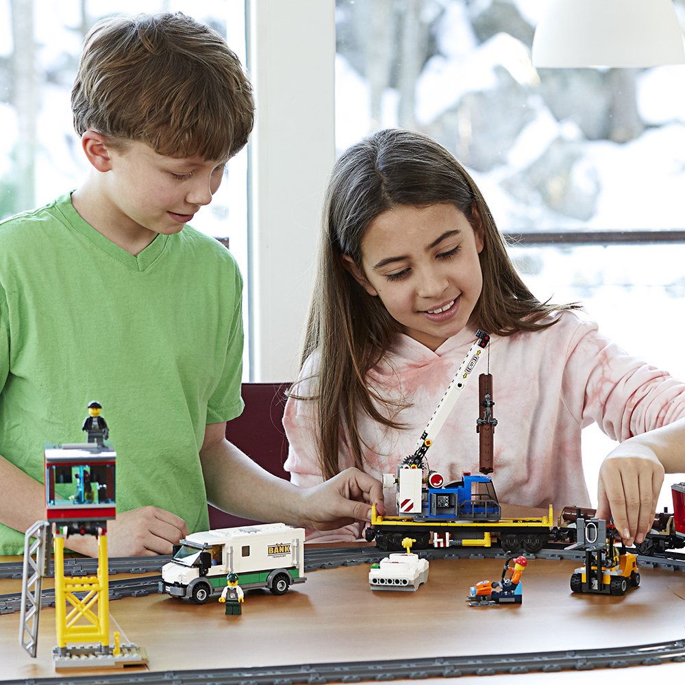 LEGO City Cargo Train 60198 – Remote-Control Train Set with Tracks (1226 Pieces)