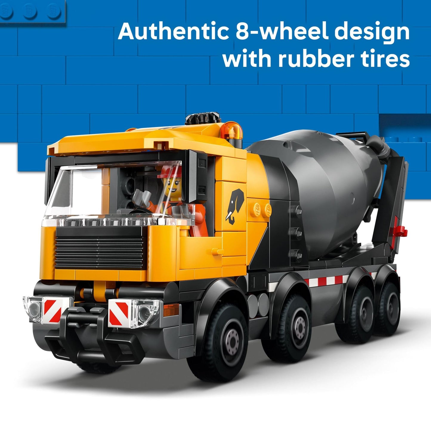 LEGO City Cement Mixer Truck 60478 – Construction Toy for Kids 7+ with Rotating Drum & Minifigures