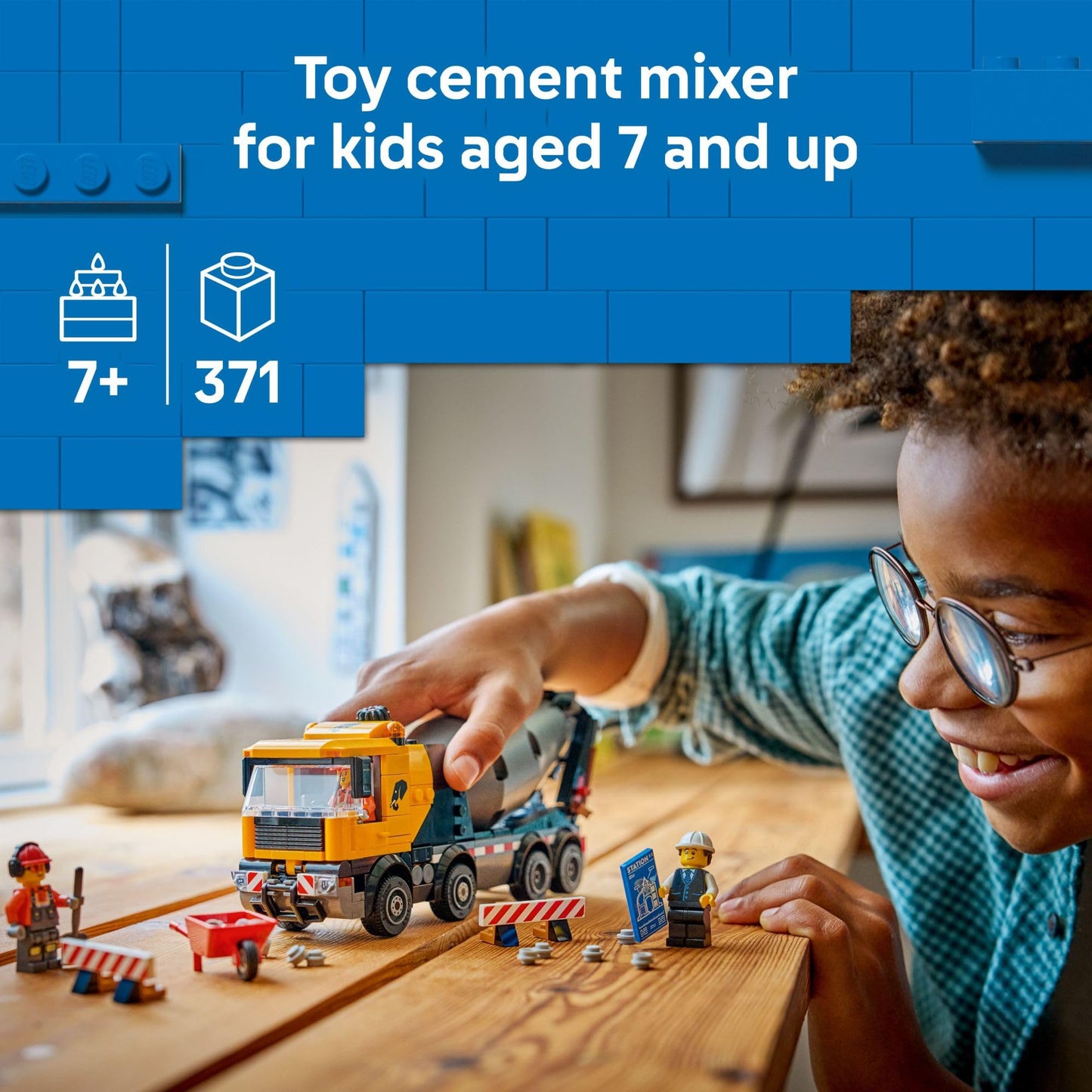 LEGO City Cement Mixer Truck 60478 – Construction Toy for Kids 7+ with Rotating Drum & Minifigures