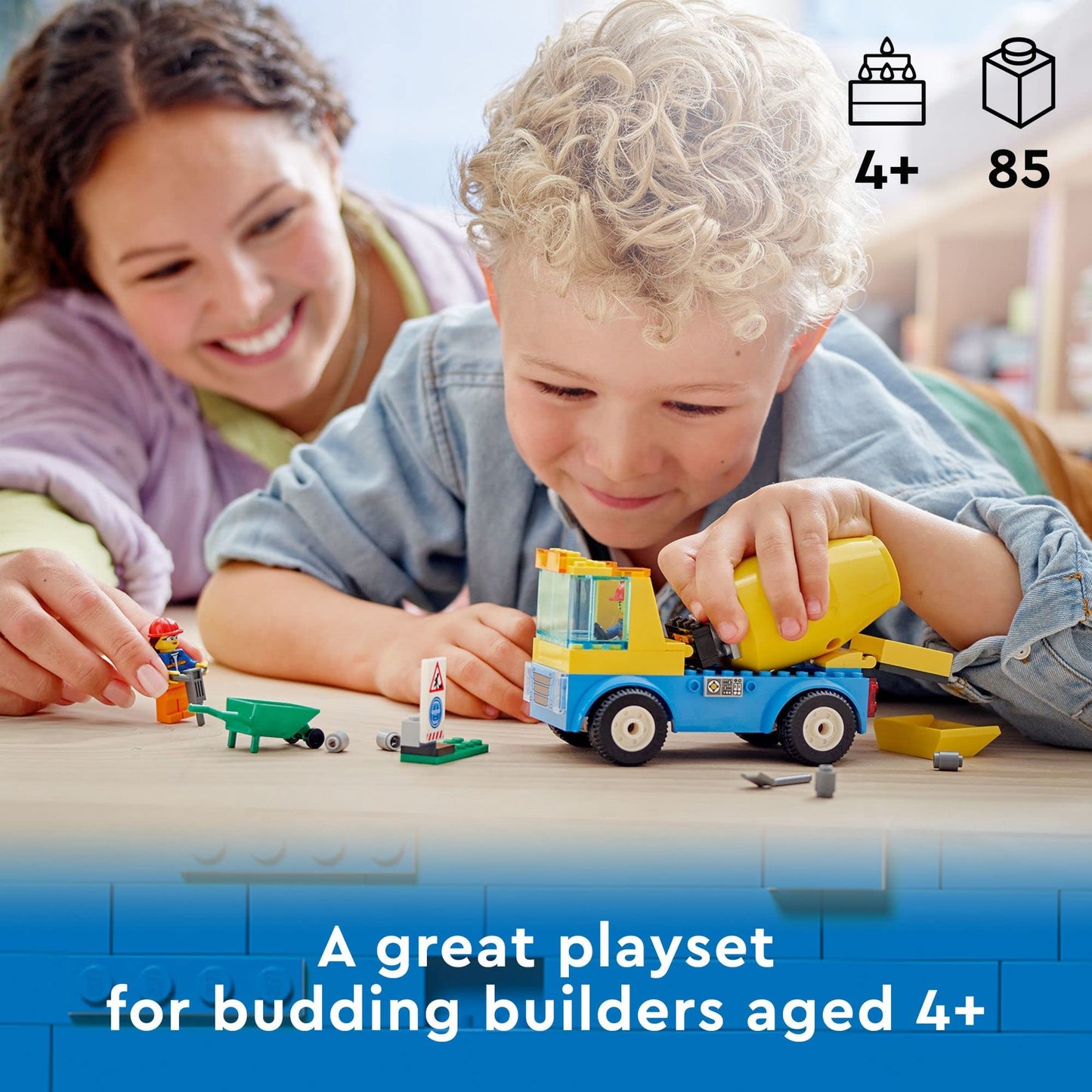 LEGO City Cement Mixer Truck 60325 – 85-Piece Building Toy for Preschool Kids 4+