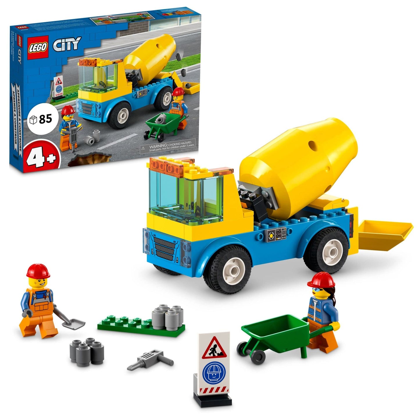 LEGO City Cement Mixer Truck 60325 – 85-Piece Building Toy for Preschool Kids 4+