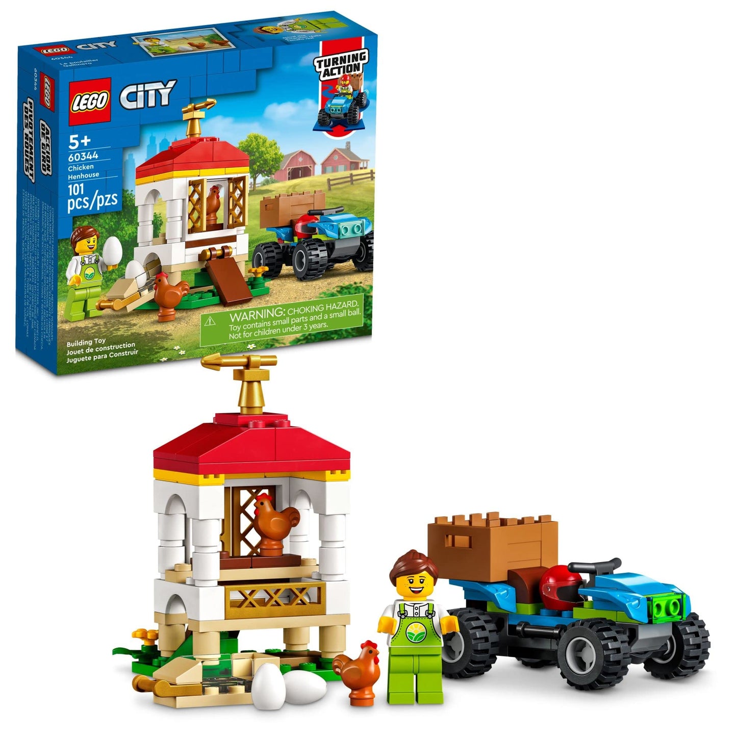 LEGO City Chicken Henhouse 60344 – Farm Toy Set for Kids 5+ (101 Pieces)