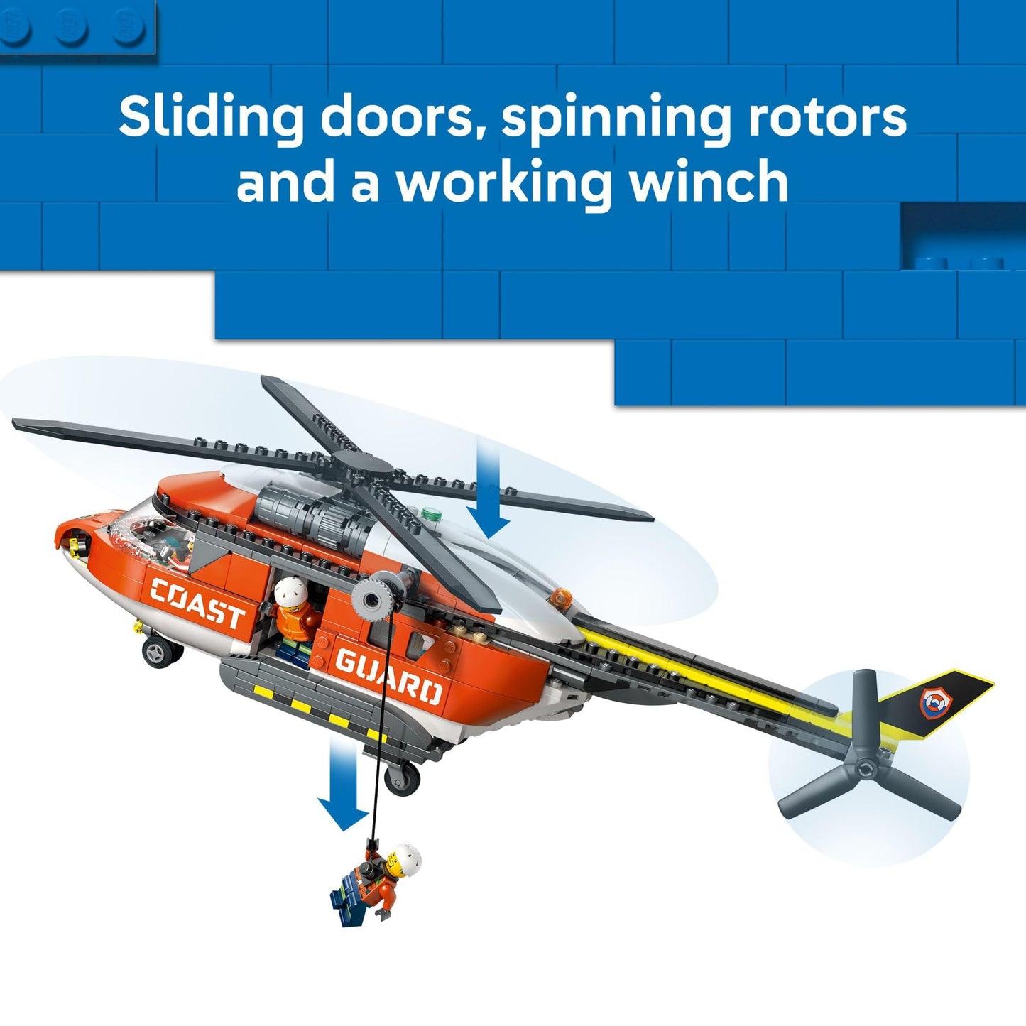 LEGO City Coast Guard Helicopter 60503 – 551-Piece Rescue Building Toy for Kids 7+