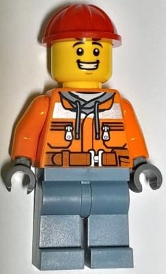 LEGO City Construction Worker Minifigure with Small Crane – Authentic LEGO Figure