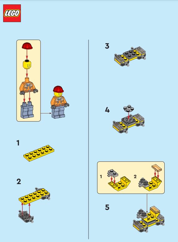 LEGO City Construction Worker Minifigure with Small Crane – Authentic LEGO Figure