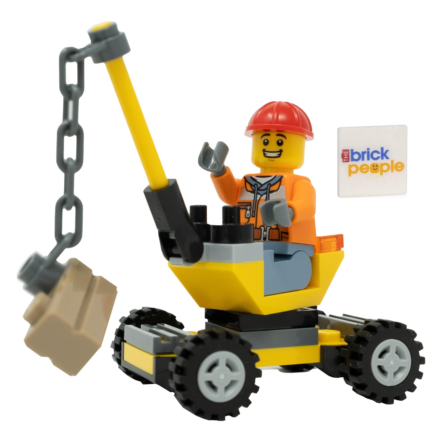 LEGO City Construction Worker Minifigure with Small Crane – Authentic LEGO Figure