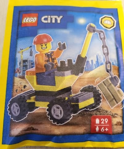 LEGO City Construction Worker Minifigure with Small Crane – Authentic LEGO Figure