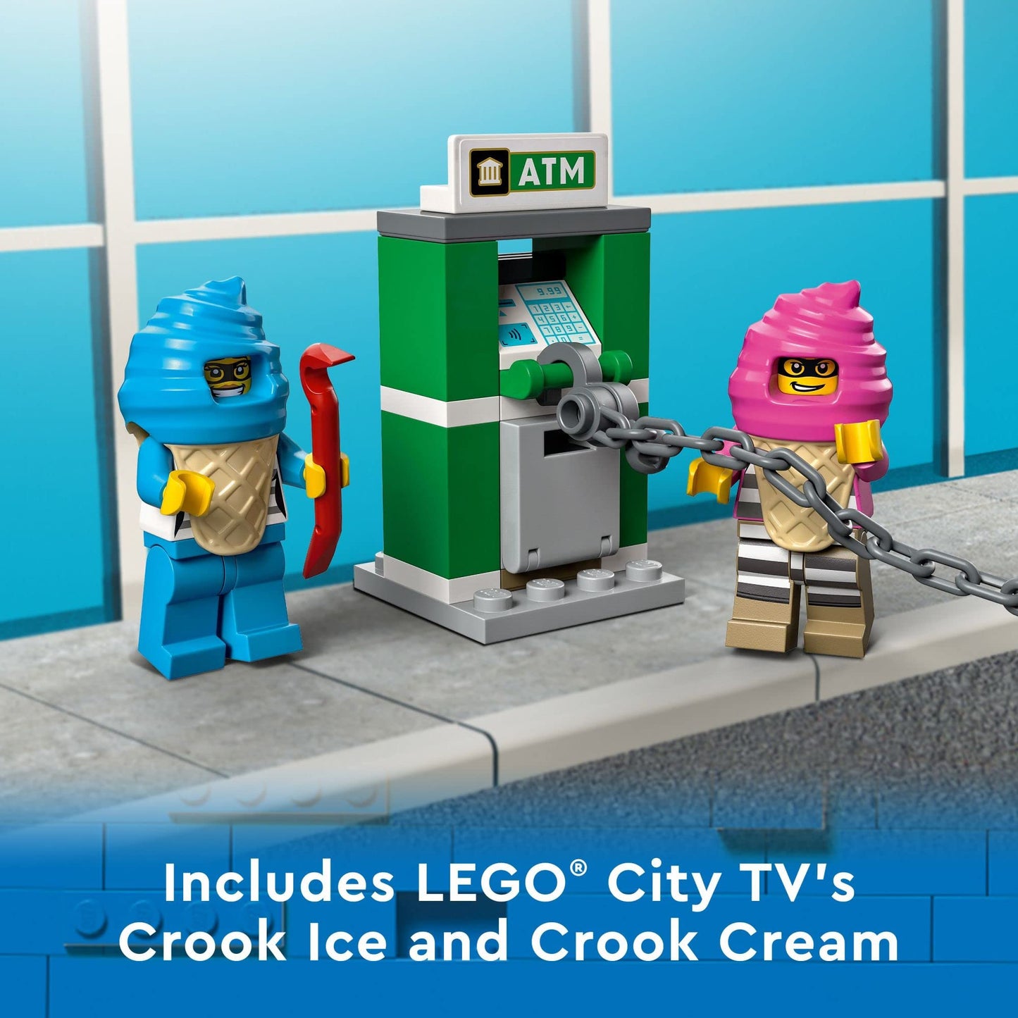 LEGO City Ice Cream Truck Police Chase Van 60314 – 317 Pieces | City Police Toy for 5+