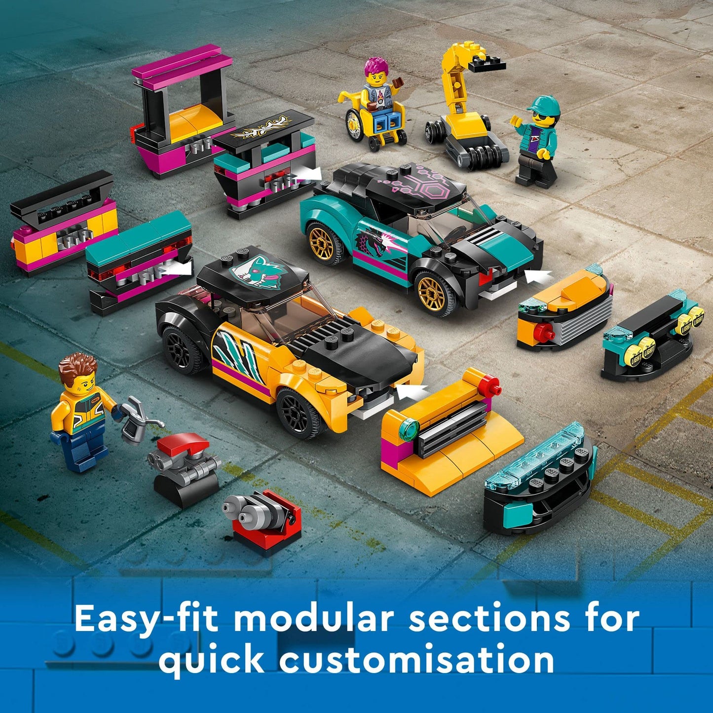 LEGO City Custom Car Garage 60389 – Build, Modify & Race with 507 Pieces
