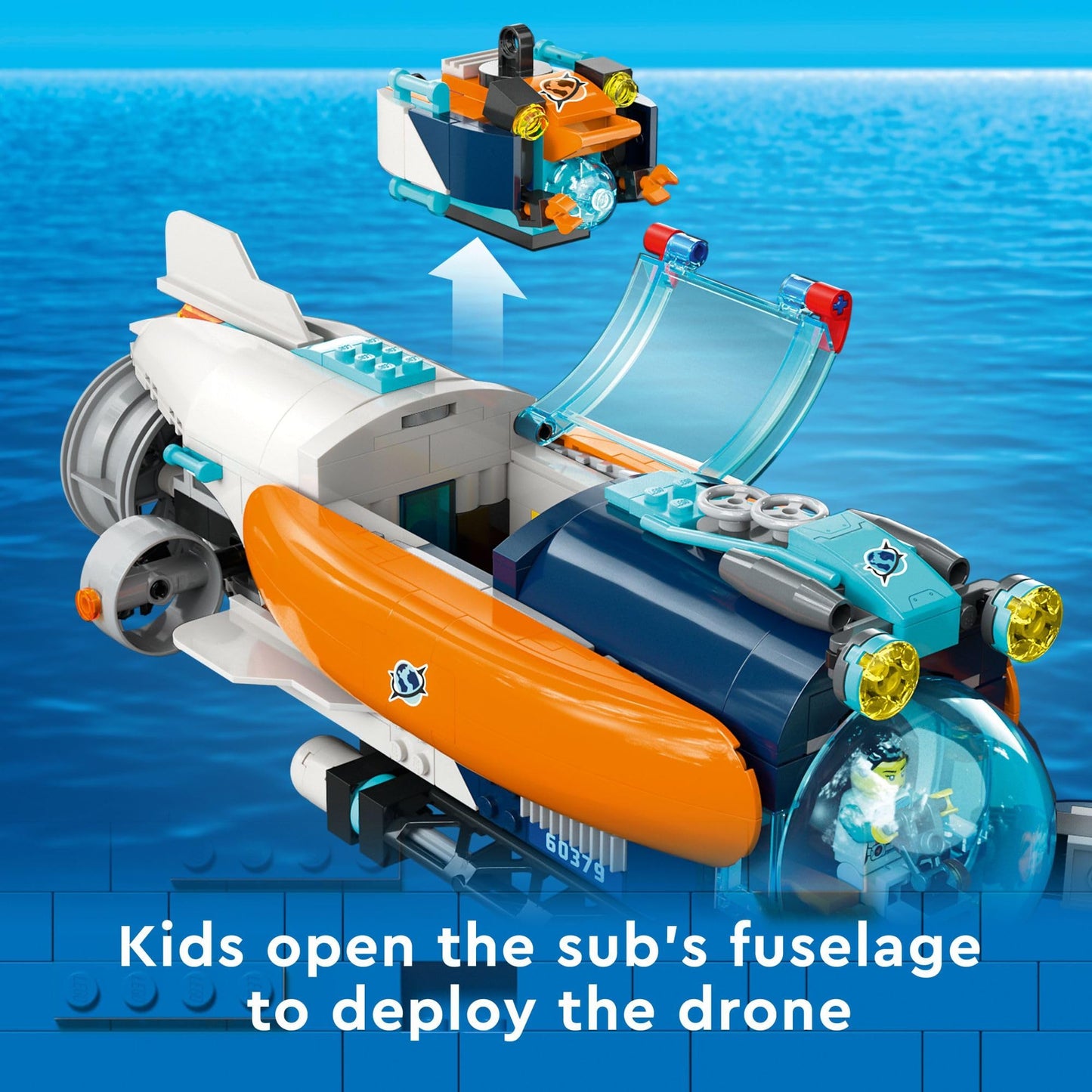 LEGO City Deep-Sea Explorer Submarine 60379 | Ocean Shipwreck Playset with 6 Minifigures