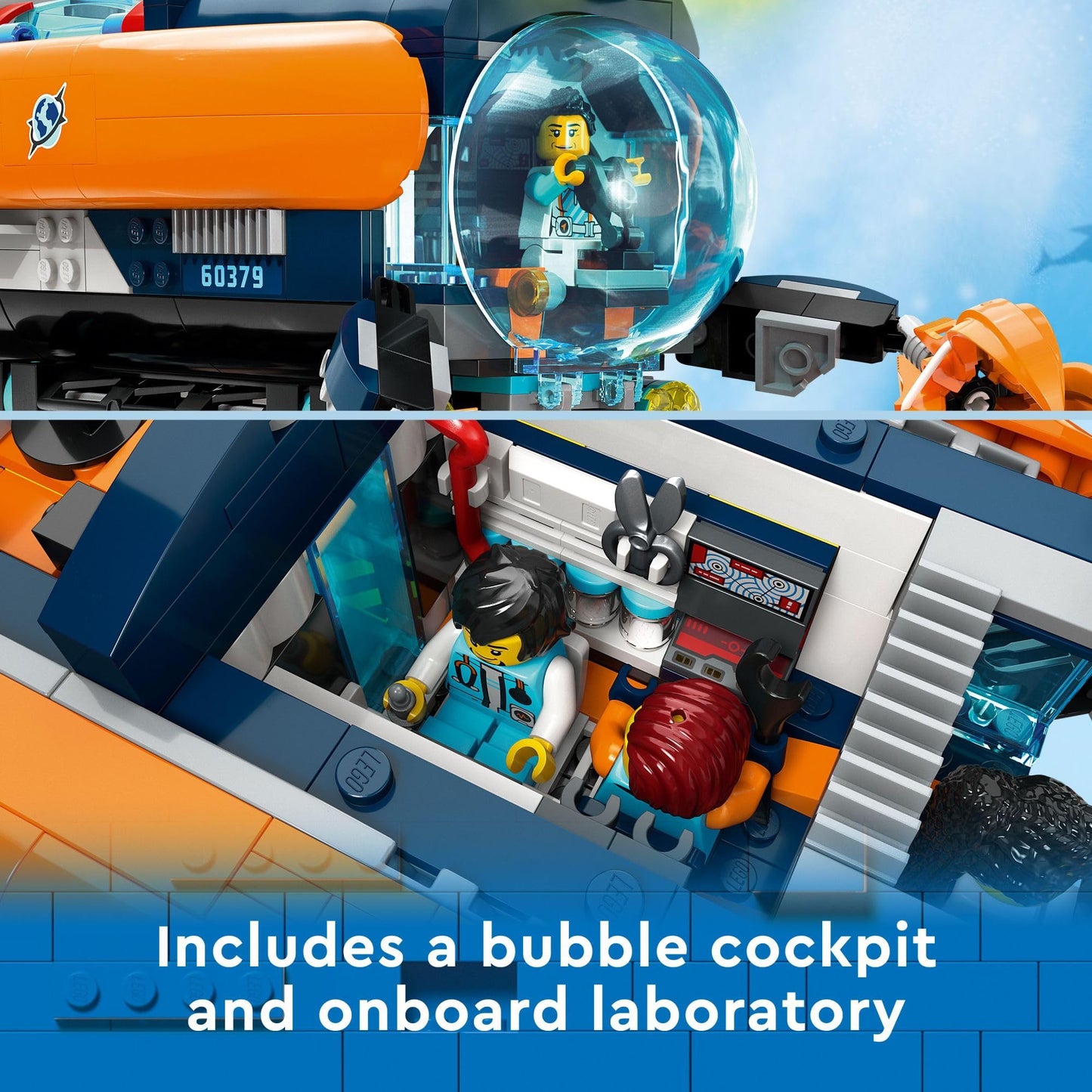 LEGO City Deep-Sea Explorer Submarine 60379 | Ocean Shipwreck Playset with 6 Minifigures
