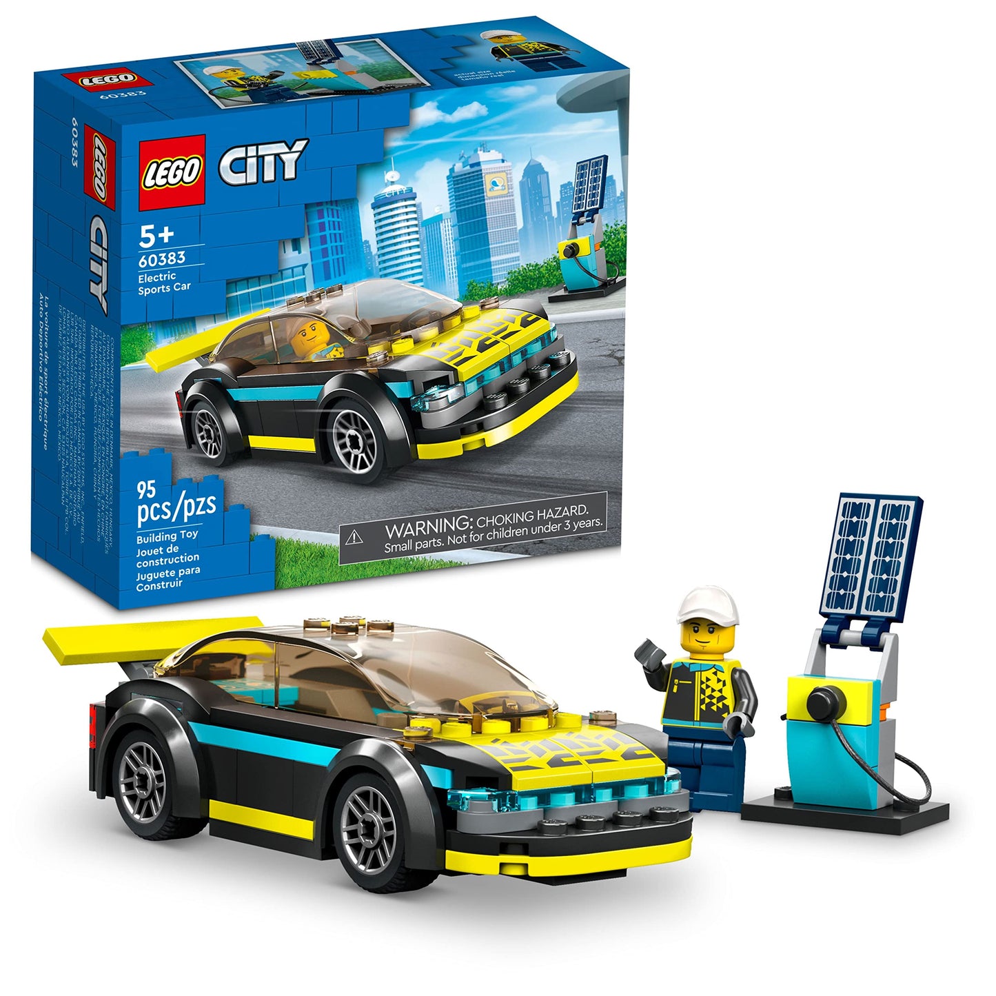 LEGO City Electric Sports Car 60383 – 95-Piece Race Car Toy for Kids Aged 5+