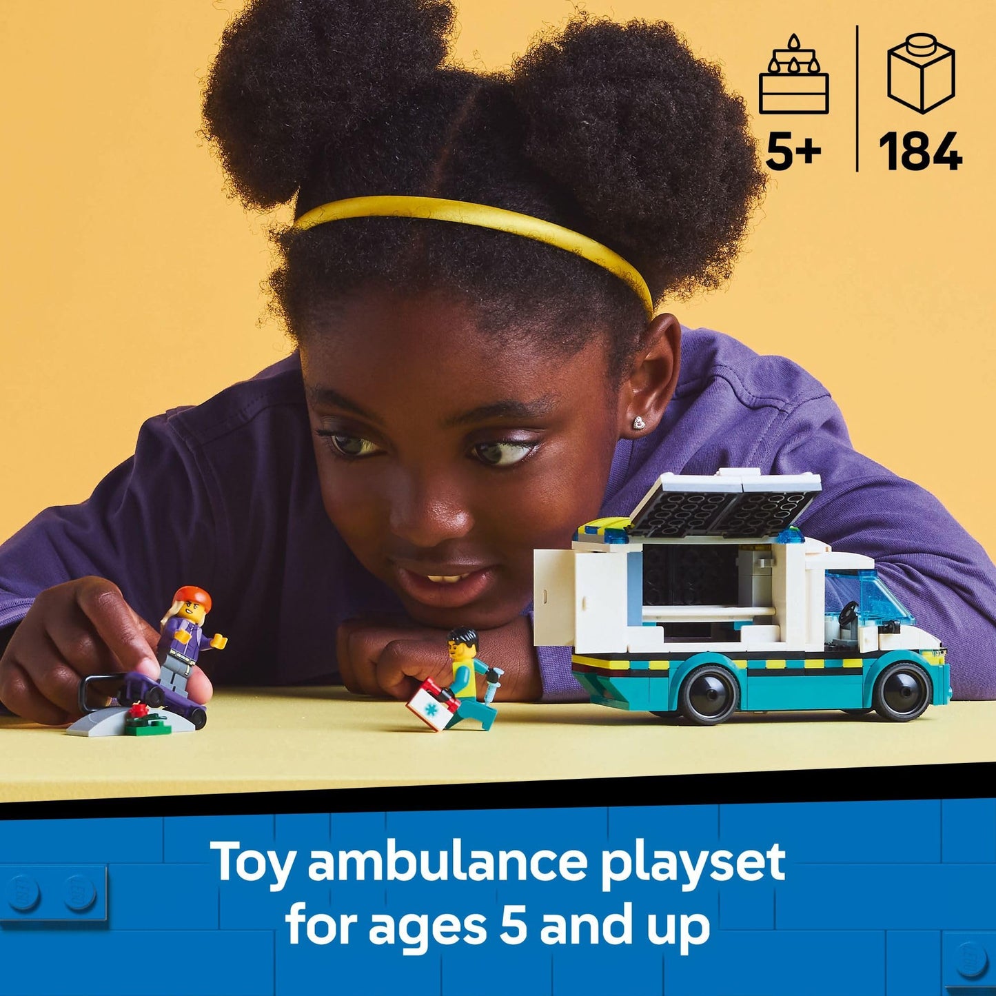 LEGO City Emergency Ambulance 60451 – Buildable Rescue Toy with Skateboarder & Paramedic Minifigures
