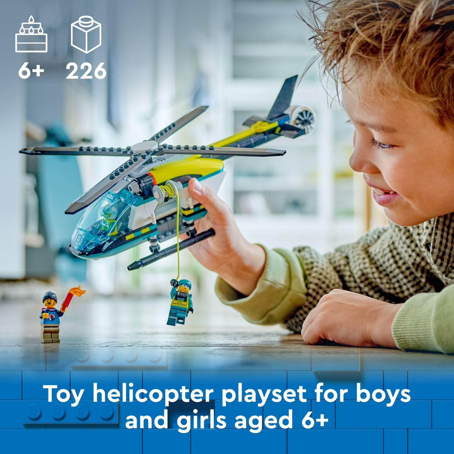 LEGO City Emergency Rescue Helicopter 60405 – Action-Packed Rescue Playset for Ages 6+
